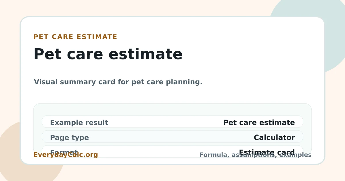 Pet care estimate visual estimate card