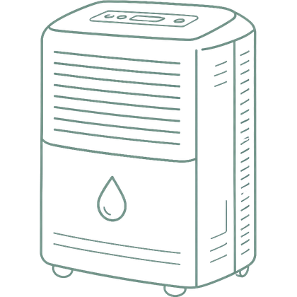 Line drawing of a dehumidifier